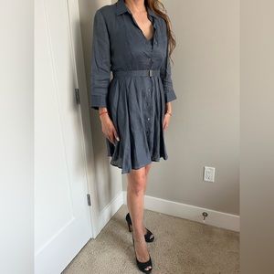 Theory Chambray Denim Button Down Slip Dress w/ Belt Buckle | Size 10 | NWT